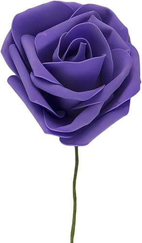 Miniatura 5 de Rosa de espuma artificial EVA de 12 pulgadas de tacto suave al tacto con tallo, simulación de color sólido, manualidades, boda, fondo de pared,
