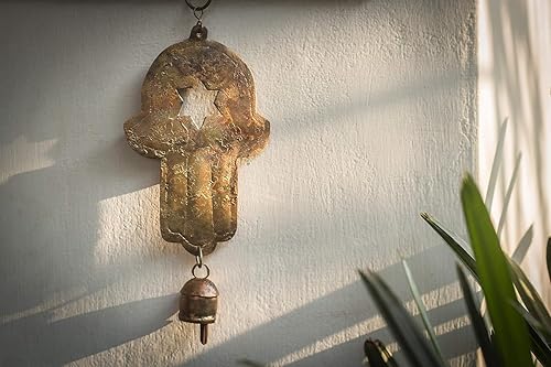 Miniatura 2 de De Kulture Campana de metal Hamsa Campana de viento colgante para el hogar, jardín, balcón, decoración ideal para Año Nuevo, aniversario, fiesta de