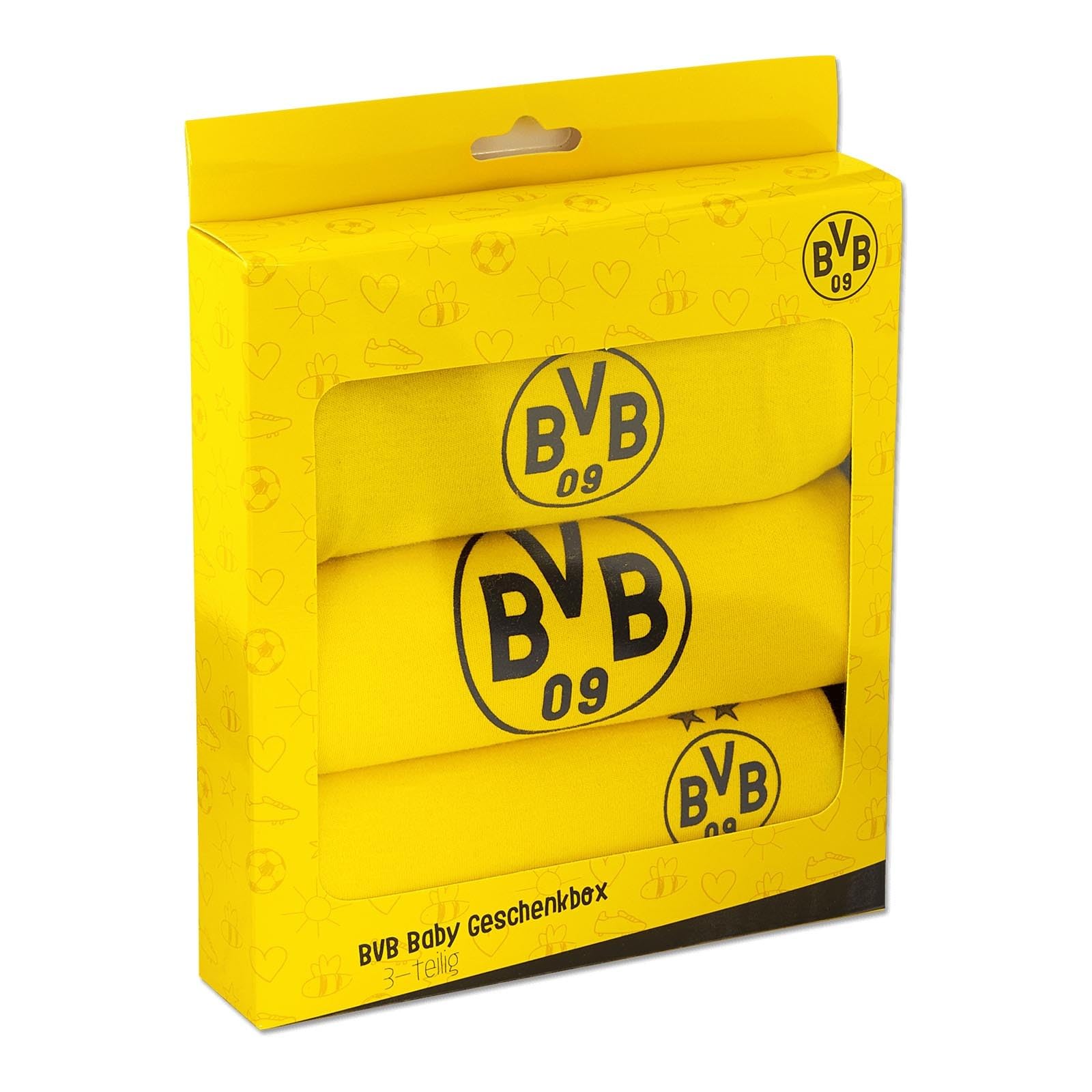 Borussia Dortmund Unisex Baby BVB pudełko prezentowe 3-częściowe, żółte, 62-68 (3 sztuki), żółty, 62-68