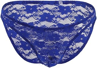 Mens Floral Lace Panties Ultra Thin Transparent U Convex Hip Triangle Bikini and Briefs Underwear