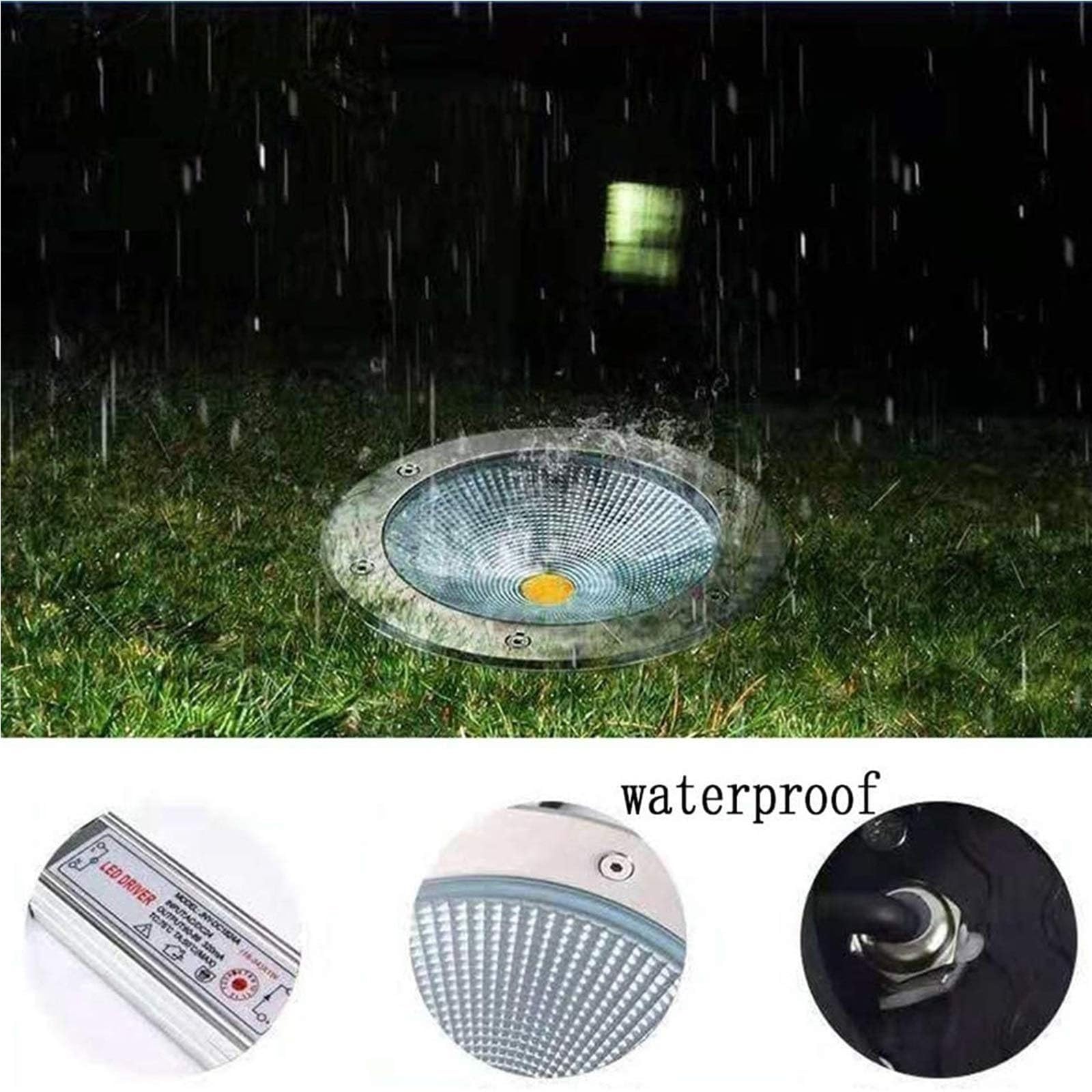 Oświetlenie krajobrazu - Lampa podłogowa COB, 85-265 V, wpuszczana na zewnątrz, wodoodporna IP65, okrągła, niskonapięciowa, przeciwodblaskowa, do ogrodu, miejsc i dziedzińców (ciepłe białe