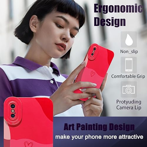 Miniatura 5 de YKCZL Funda compatible con iPhone Xs Max de 6.5 pulgadas, bonito patrón de corazón pintado con lente de cámara completa, delgada, suave, a prueba de
