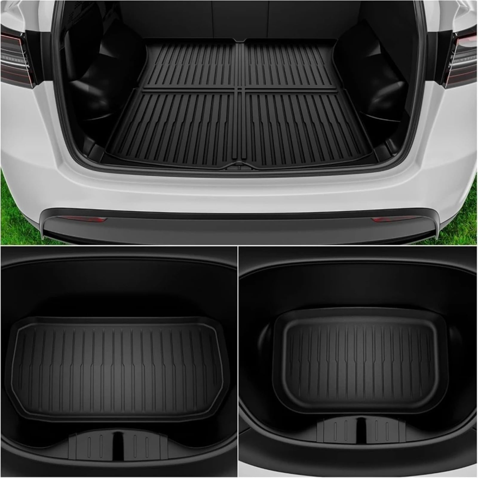 maty samochodowe Do modelu Tesla Y Juniper 2025 2026 | Bagażnik podłogowy Lhd Rhd Dwuwarstwowe maty podłogowe z dywanikiem(9PCS Floor Trunk,Lhd)