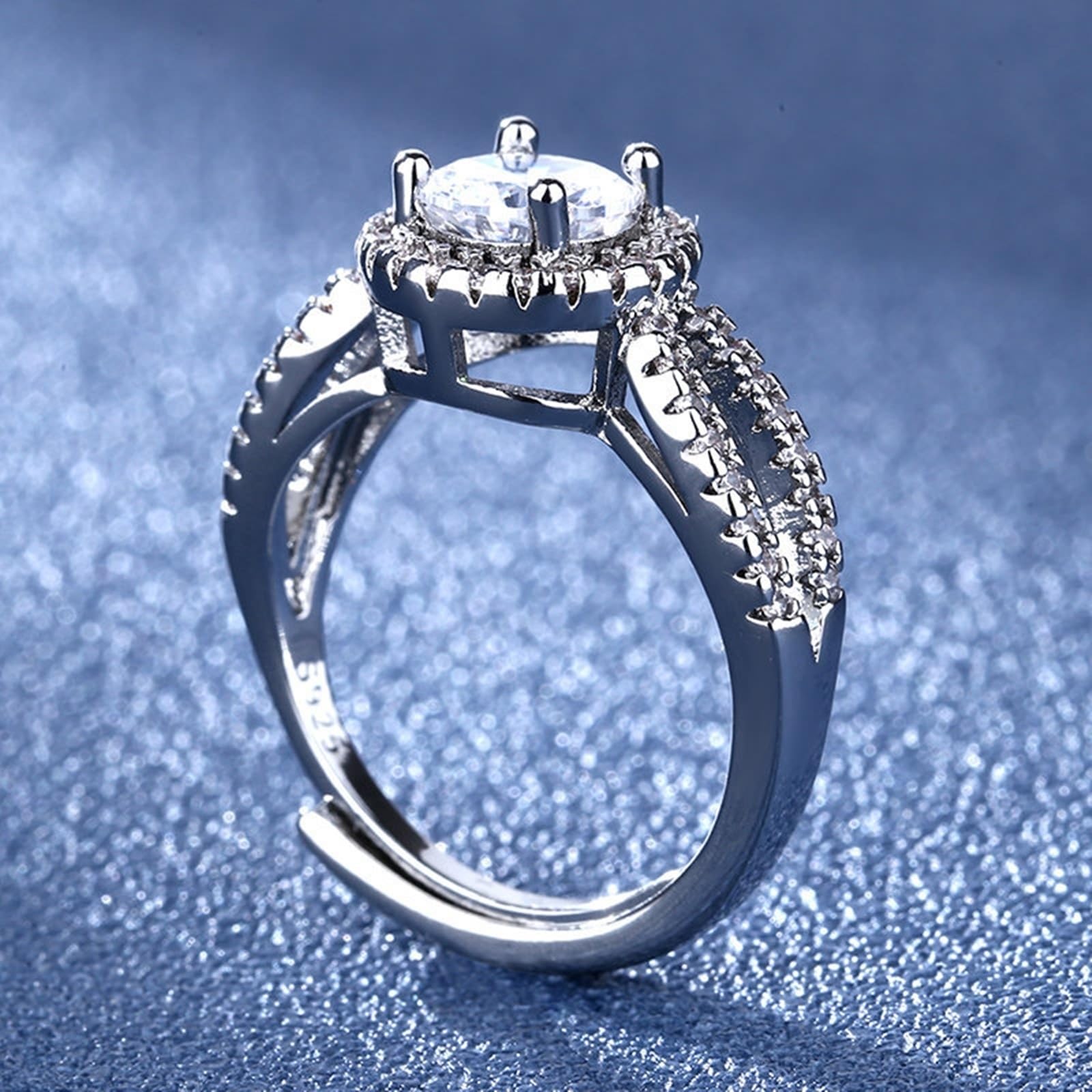 Obrączka ślubna białe złoto pierścionki dla kobiet 18K diament laboratoryjny okrągły z cyrkonią rozmiar H 1/2 moda dla żony biżuteria świąteczna