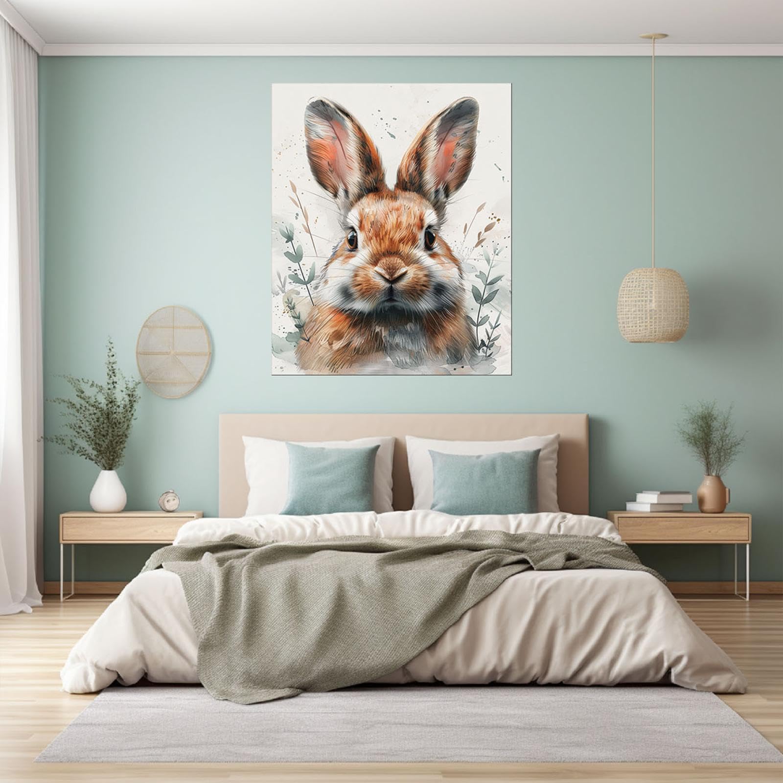 Amazon.co.jp: JOSUE うさぎ 絵画 キャンバス ビンテージ動物