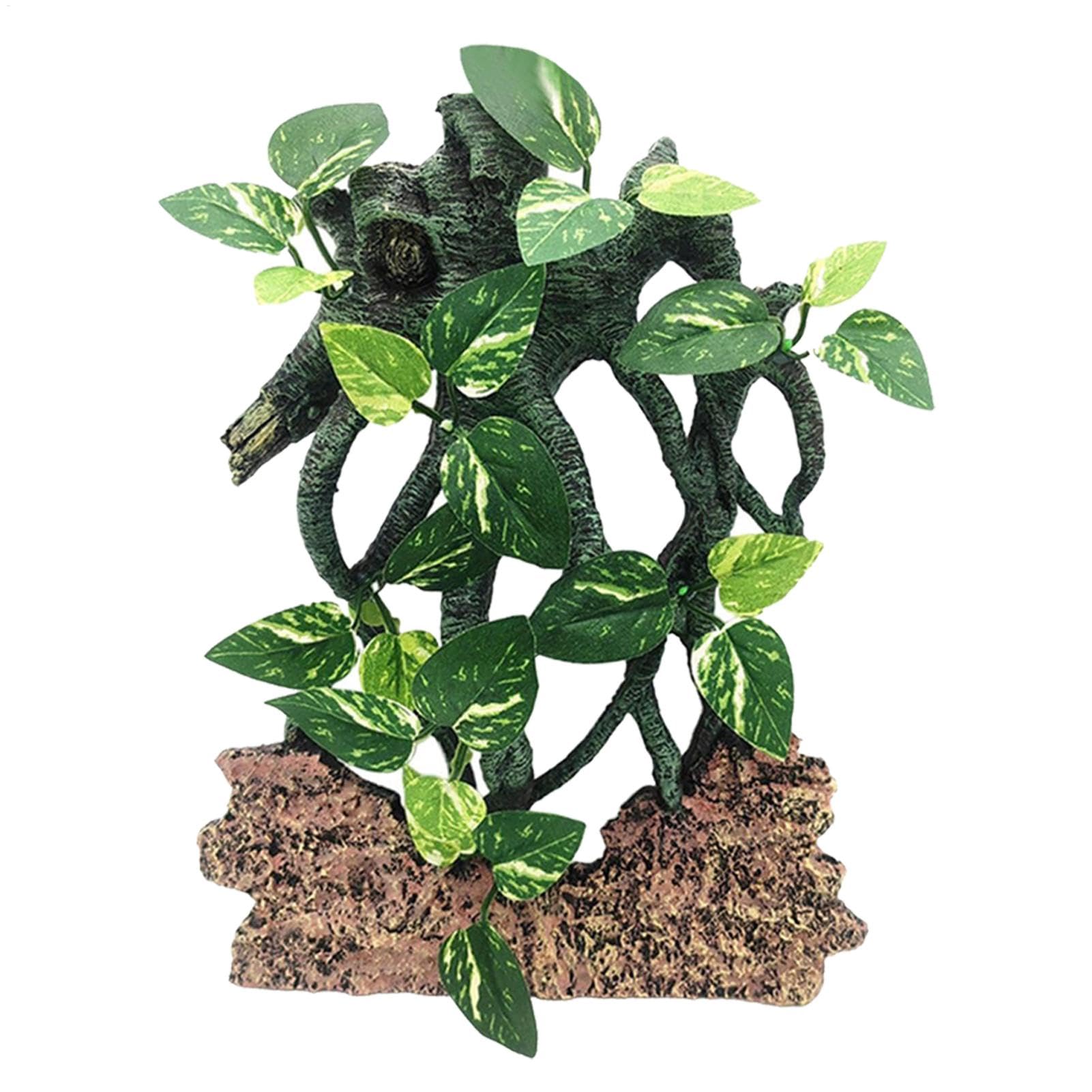 Reptilien Kletterzweig Saugnapf Baum mit Blättern Flexibel Lebensraum Natur Gehege Zubehör Schlange Bartagame Terrarium Dekoration