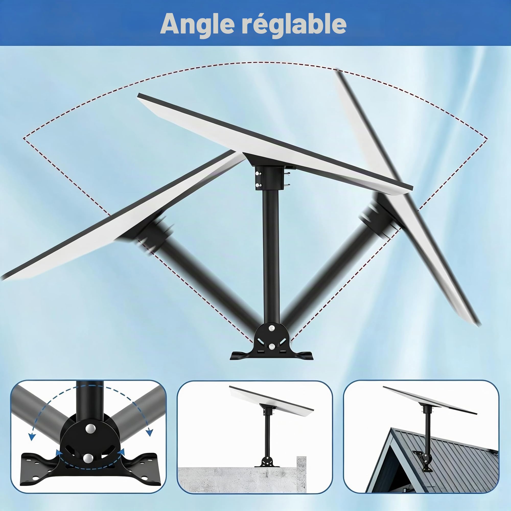 Support Starlink Gen 3 – I-THERA-U Fixation Starlink V3 Réglable Starlink Long Support Mural Starlink Gen 3 Adaptateur de Roue Heavy Duty Pivot Support de Toit