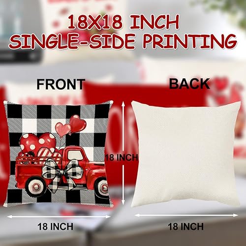 Miniatura 6 de TaHLga Juego de 4 fundas de almohada para el día de San Valentín para sofá y silla, fundas de almohada de camión de amor de 18 x 18 pulgadas, fundas
