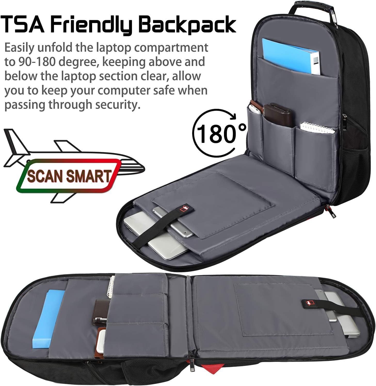 18.4 Laptop Backpack for Men, 55L Extra Large Gaming Laptops Backpack with USB Charger Port,TSA Friendly Flight Approved and RFID Anti-Theft Pocket,Water Resistant Suiltable for Traveling & Business