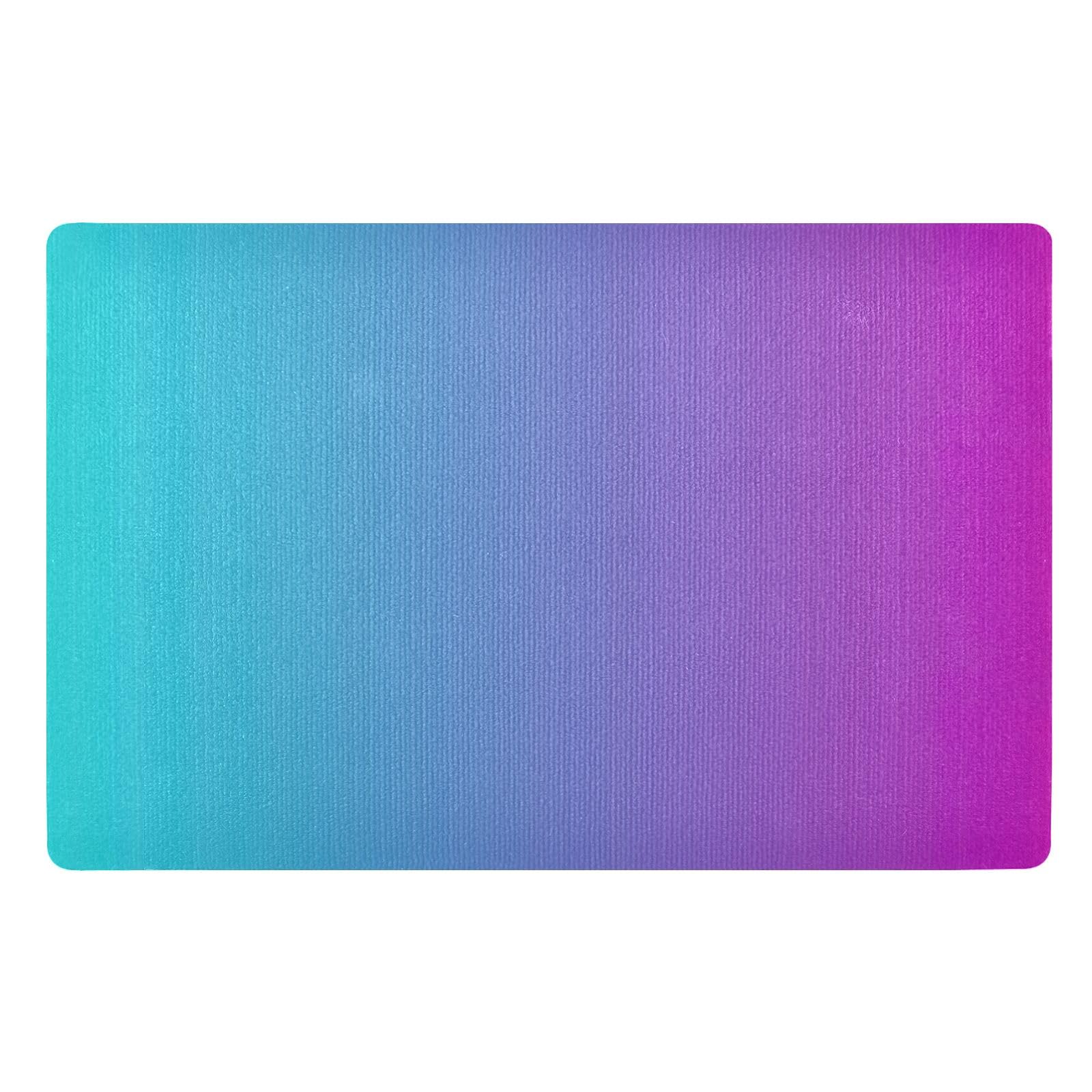 Turquoise Blue Purple Gradient Front Door Mat Outdoor Entrance Welcome Doormat Floor Carpet Mat Non Slip Washable for Entryway, Front Door, Porch, Patio, 32" x 20"