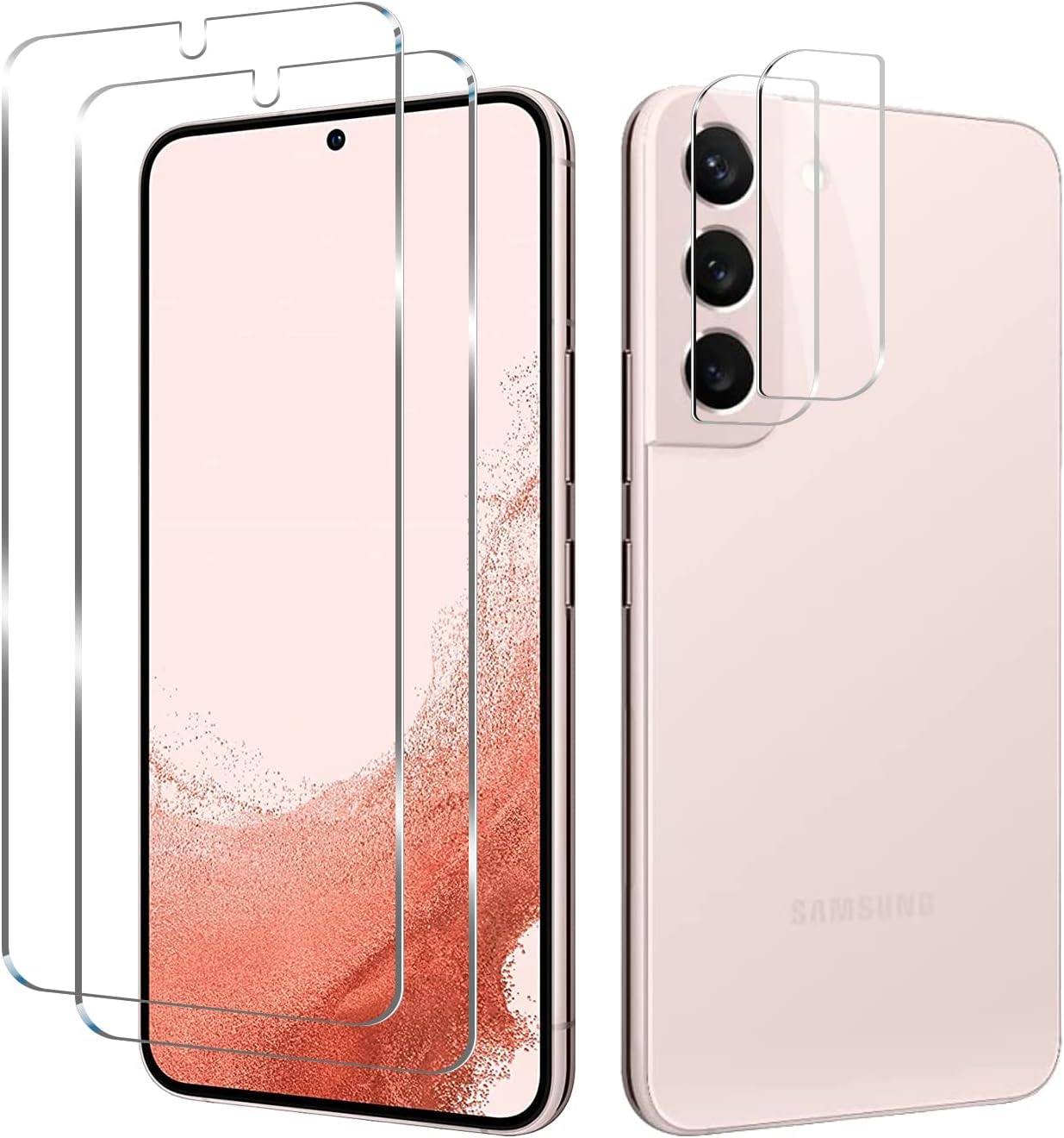 - Galaxy S22 Tempered Glass Screen Protector + Camera Lens Protector [ 2 + 2 Pack ][Case Friendly] [Anti-Scratch] [Ultrasonic Fingerprint Unlock] Clear HD Glass Protective Film for Samsung Galaxy S22