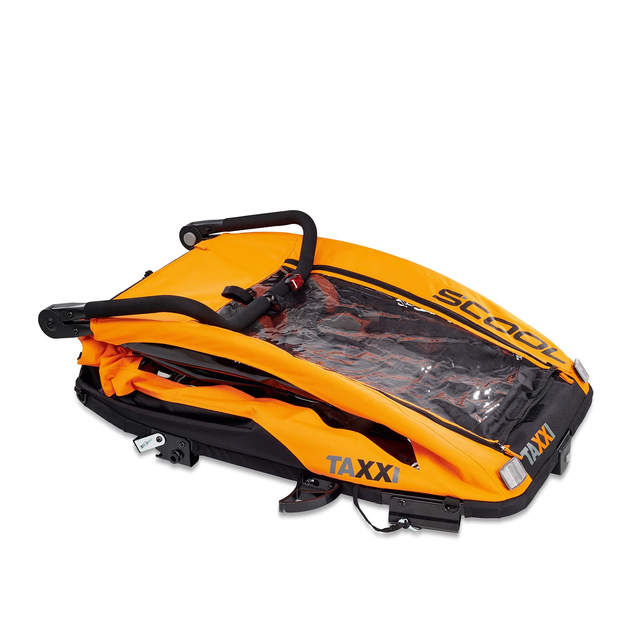 TAXXI Pro two orange Fahrradanhänger Buggy Jogger Multifunktionaler Kinderwagen 3-in-1 2 Sitze