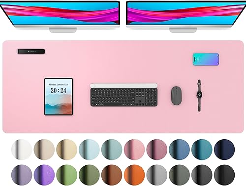 Miniatura 83 de Aothia Protector de escritorio de cuero, alfombrilla para mouse, alfombrilla de escritorio de oficina, antideslizante, de piel sintética, Agua,Azul