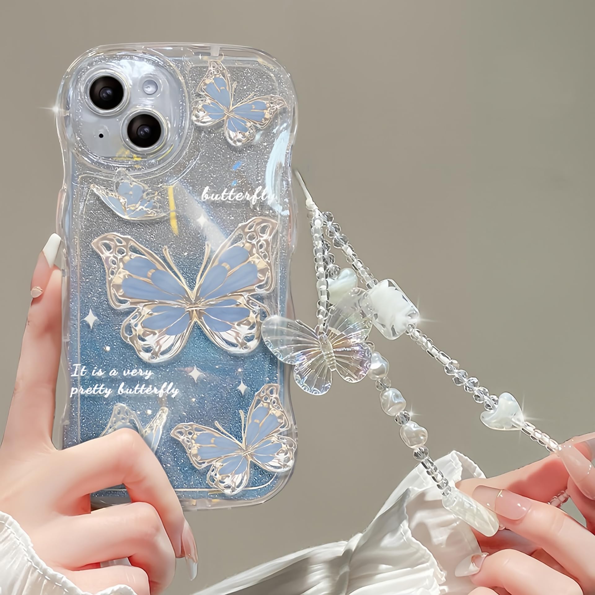 Custodia IPhone Glitter Con Farfalla Diamantata – Donna/Ragazza – Compatibile Con 11/12/13/14/15/16 Pro Max – Con Cinturino - Foto 4
