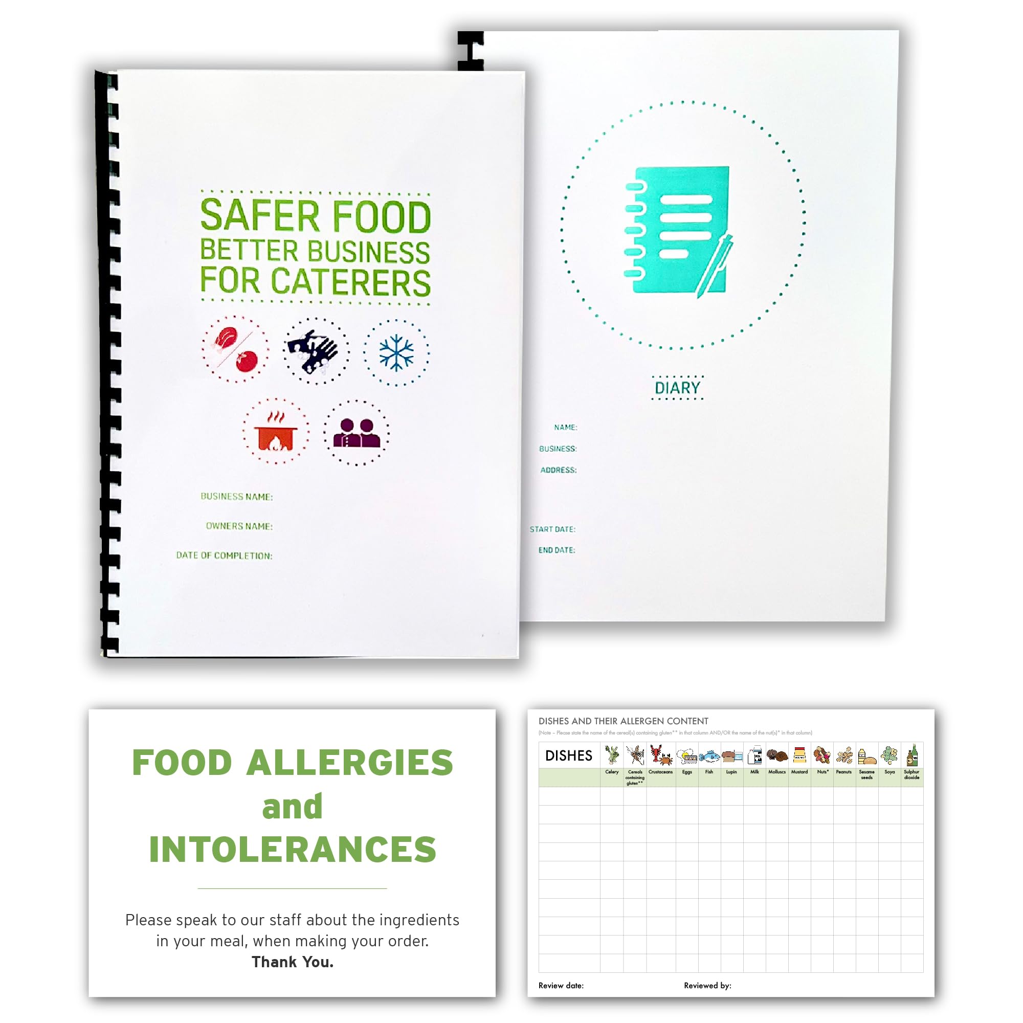 Safer Food Better Business For Caterers Guide 2025 Update - including 13 month diary and allergy warning sign & allergy warning chart JSMP