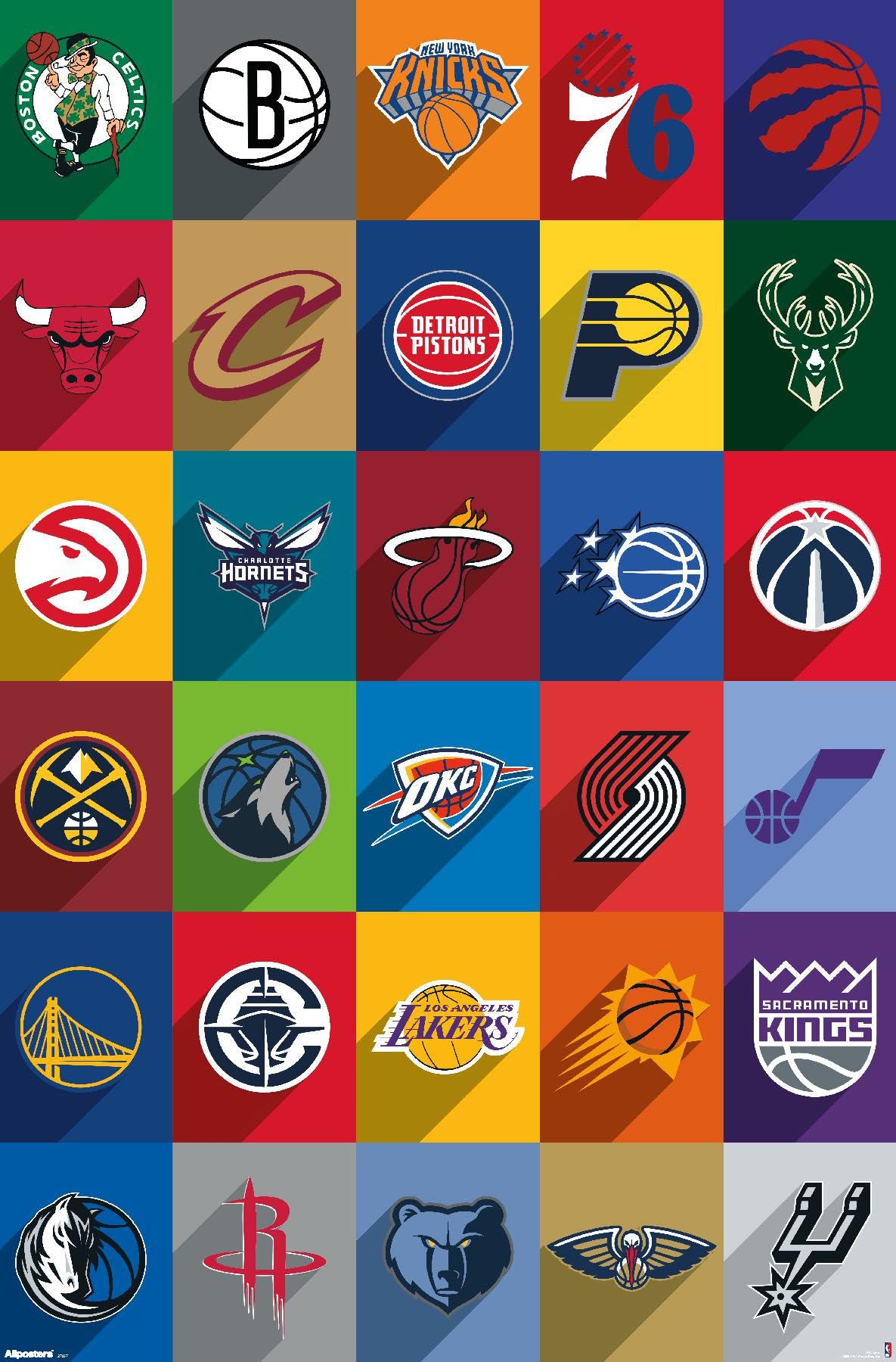 NBA League - Logos 25 Wall Poster, 34L" x 22.4W", Unframed Version