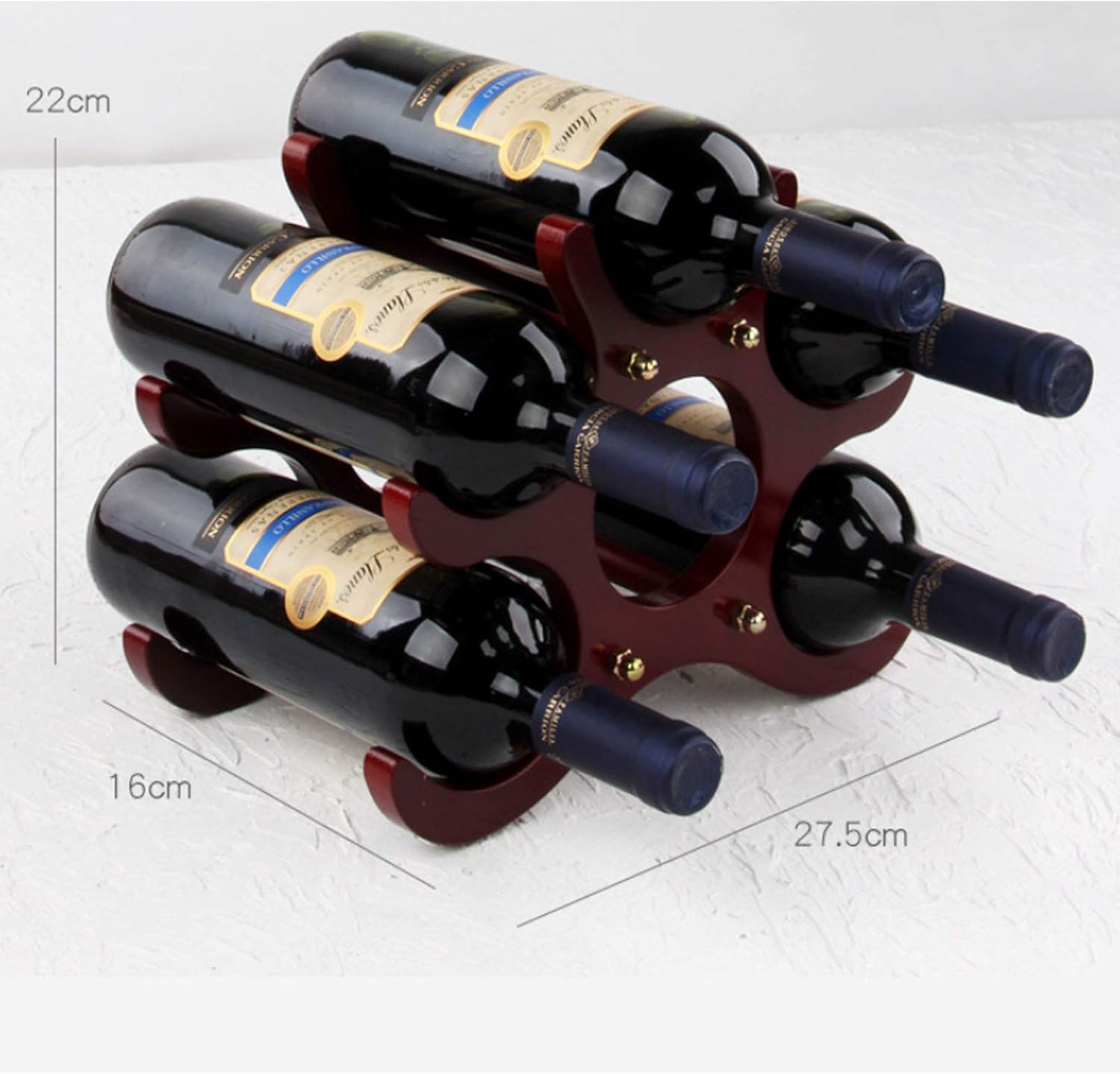 Tabletop Wine Racks I Creative Wooden Bottles Holder for 6 Liquor Or Wine Bottles I Ideal for Home & Kitchen Décor I Red Wine Home Decoration