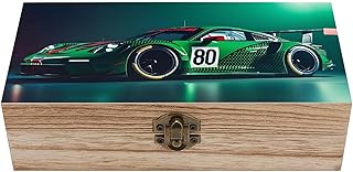 Black Sports Car Wooden Storage Box Vintage Wooden Decorative 7.9x3.9 Inch with Hinged Lid Memory Treasure Chest for Jewelry Photos Crafts Storage