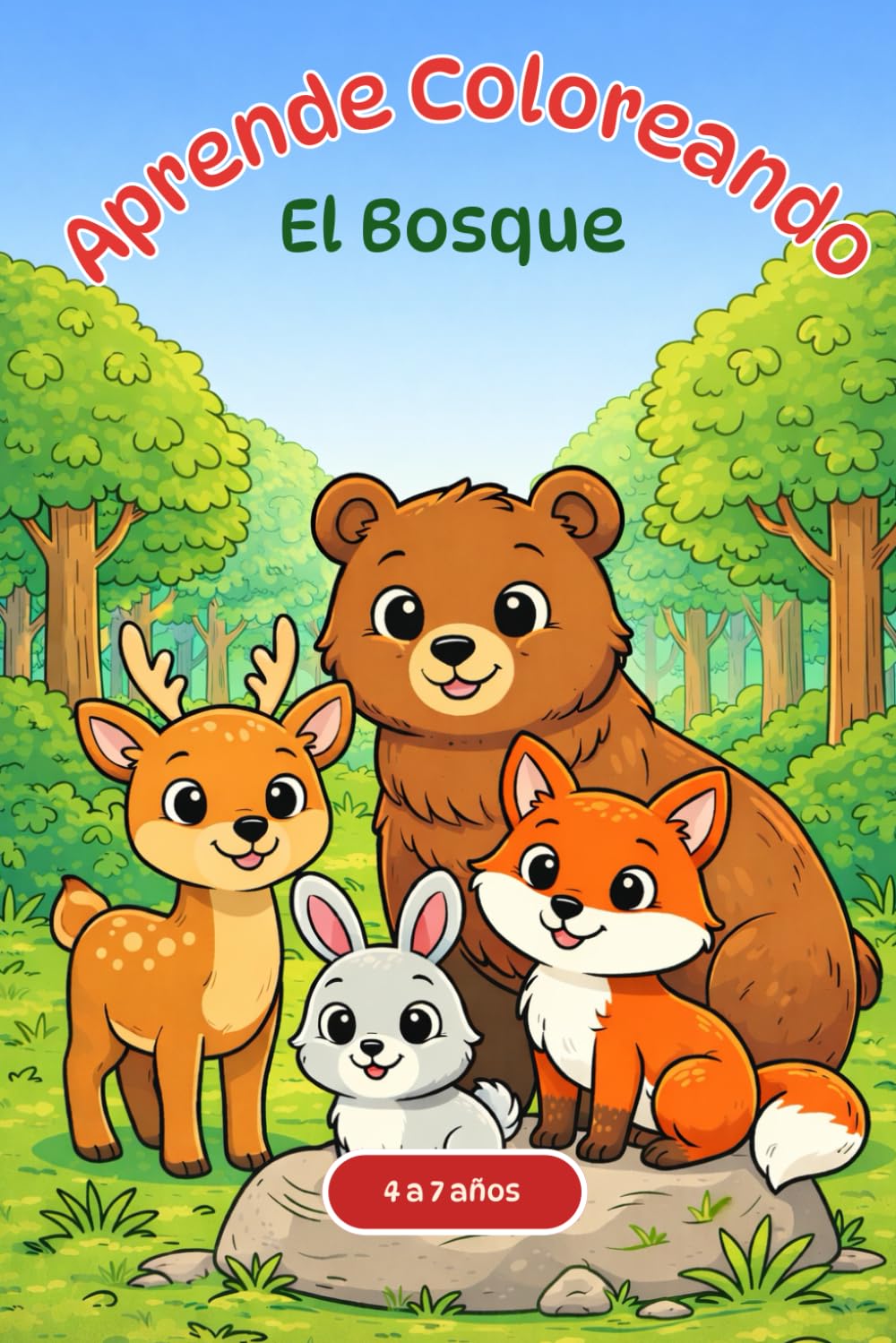 Aprende Coloreando: El bosque: Libro educativo para niños de 4 a 7 años