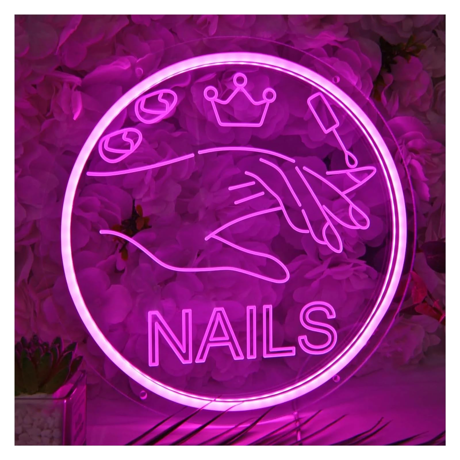 LEMST Sign Lamp Nails Neon Sign, with Dimmable Switch, Suitable for Nail Salons, Studios and Stylish Home Decor 30x30cm