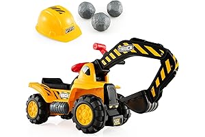 Costzon Ride On Excavator with Safety Helmet, Outdoor Digger Scooper