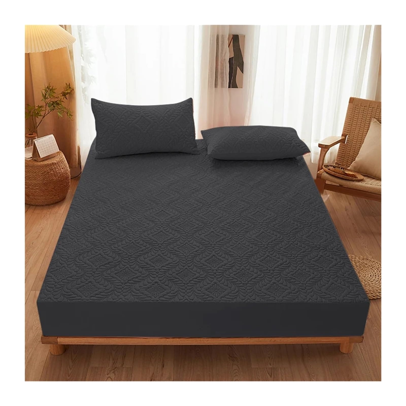 Fundas de colchón Impermeables, sábanas Ajustables con Funda elástica (no Incluye Almohada) para ColchóN(Grey,120x200x28cm)