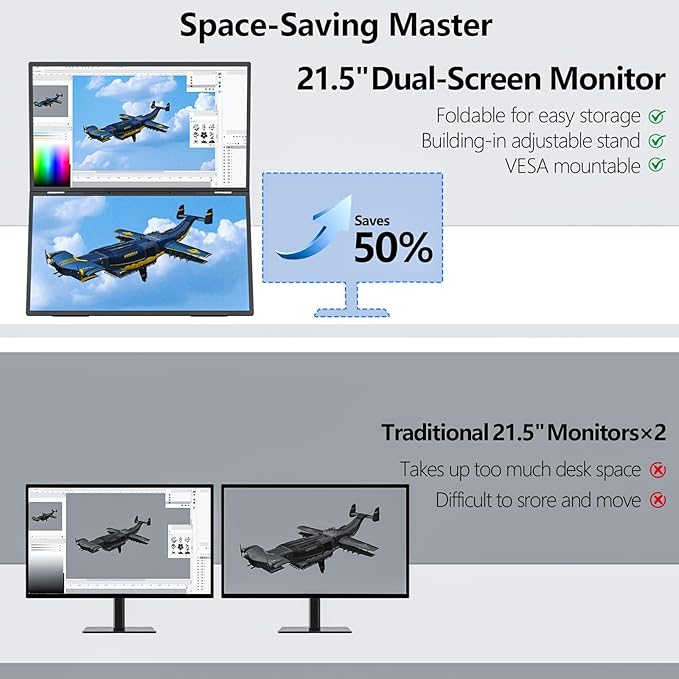 Monitor Extensor Dual Portátil 18.5" FHD IPS 120Hz miniatura 3