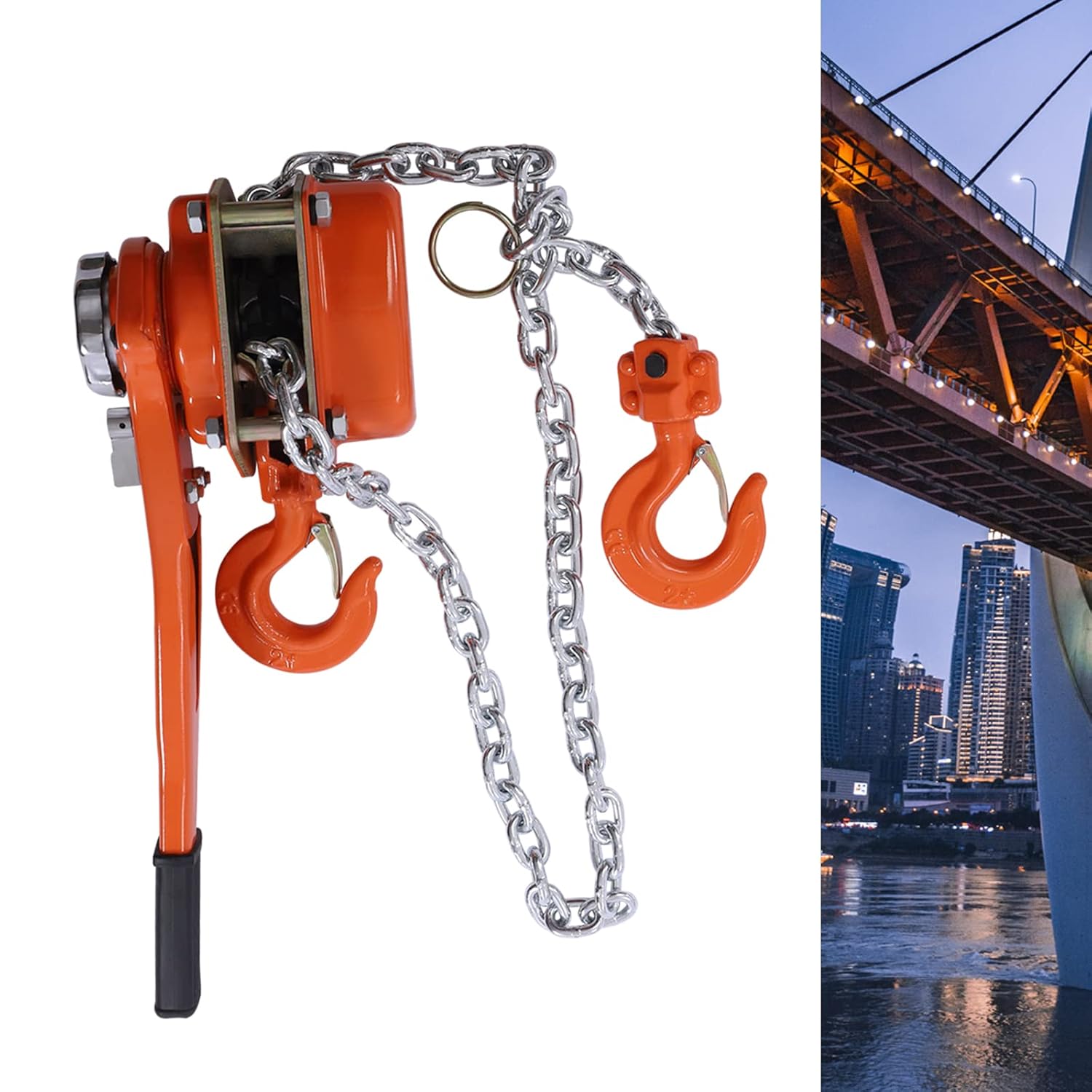 Manual Lever Chain Hoist 3300 lbs, Chain Come Along 5 feet, Come Along