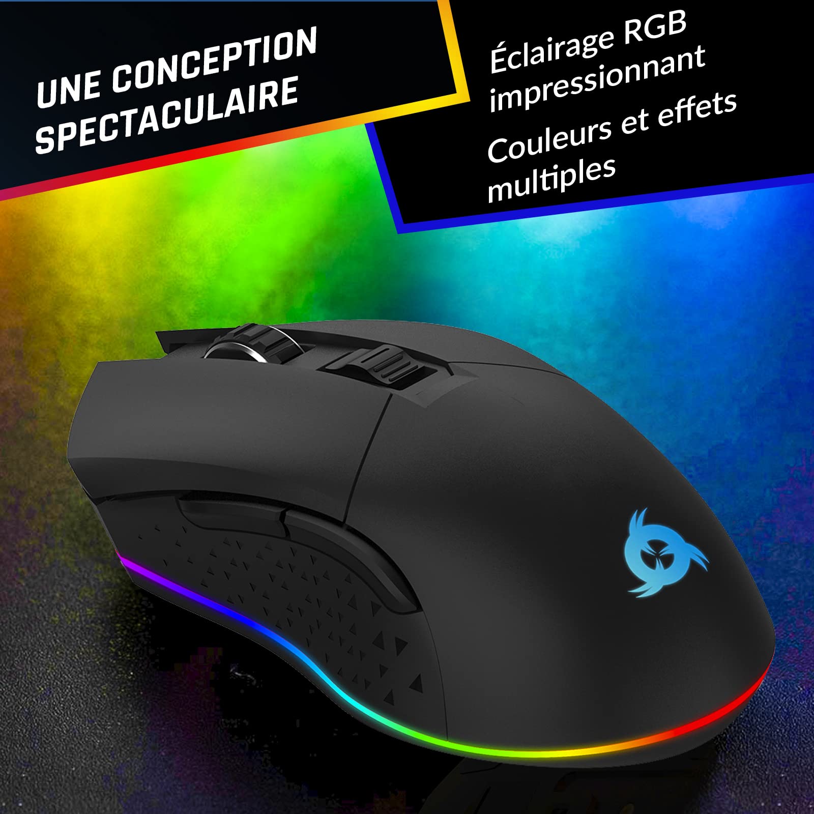 Blaze Souris Gamer sans Fil RGB - Rechargeable - Capteur Précis - 6000 DPI