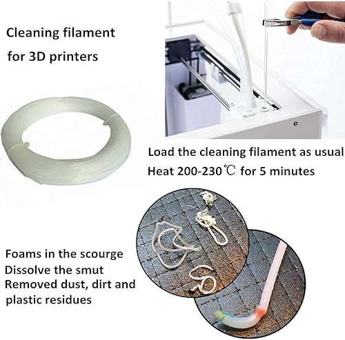 Miniatura 3 de eSUN Filamento de limpieza de 0.069 in, evita que las boquillas y extrusoras se atasquen, carrete de 3.53 onzas de filamento de impresión 3D para