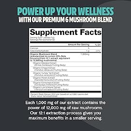 FreshCap Mushrooms Ultimate Mushroom Supplement Powder 12,000mg - Nootropic Organic Mushroom Complex for Focus & Memory, Brain Support Supplement, Ayurveda Mushroom Powder Extract (60 Servings)