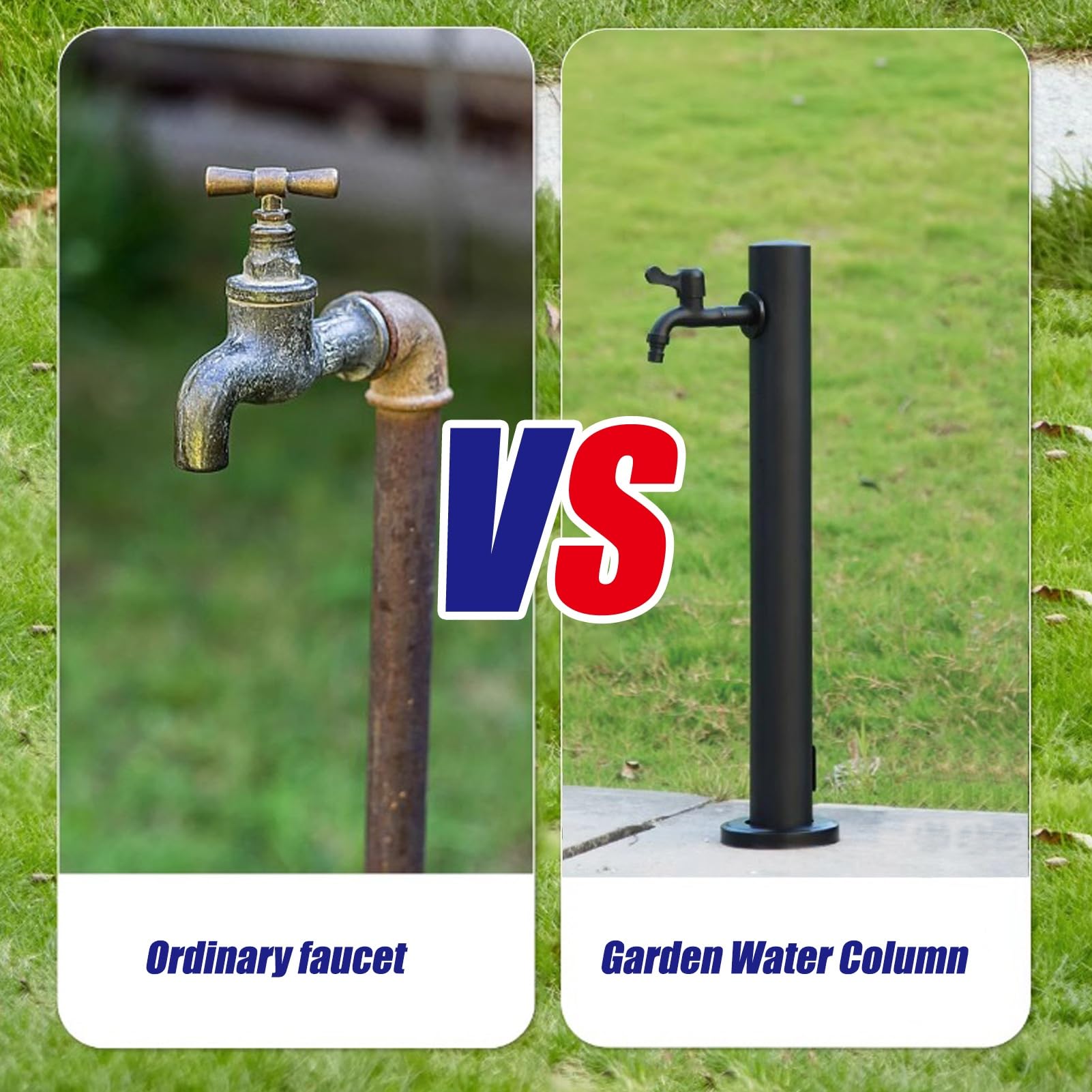 Colonne d'eau de Jardin avec Robinet, Distributeur d'eau Vertical cylindrique en Acier Inoxydable, Colonne d'eau extérieure, pour l'arrosage et Le Lavage du Jardin.(23.6in/60cm,A)