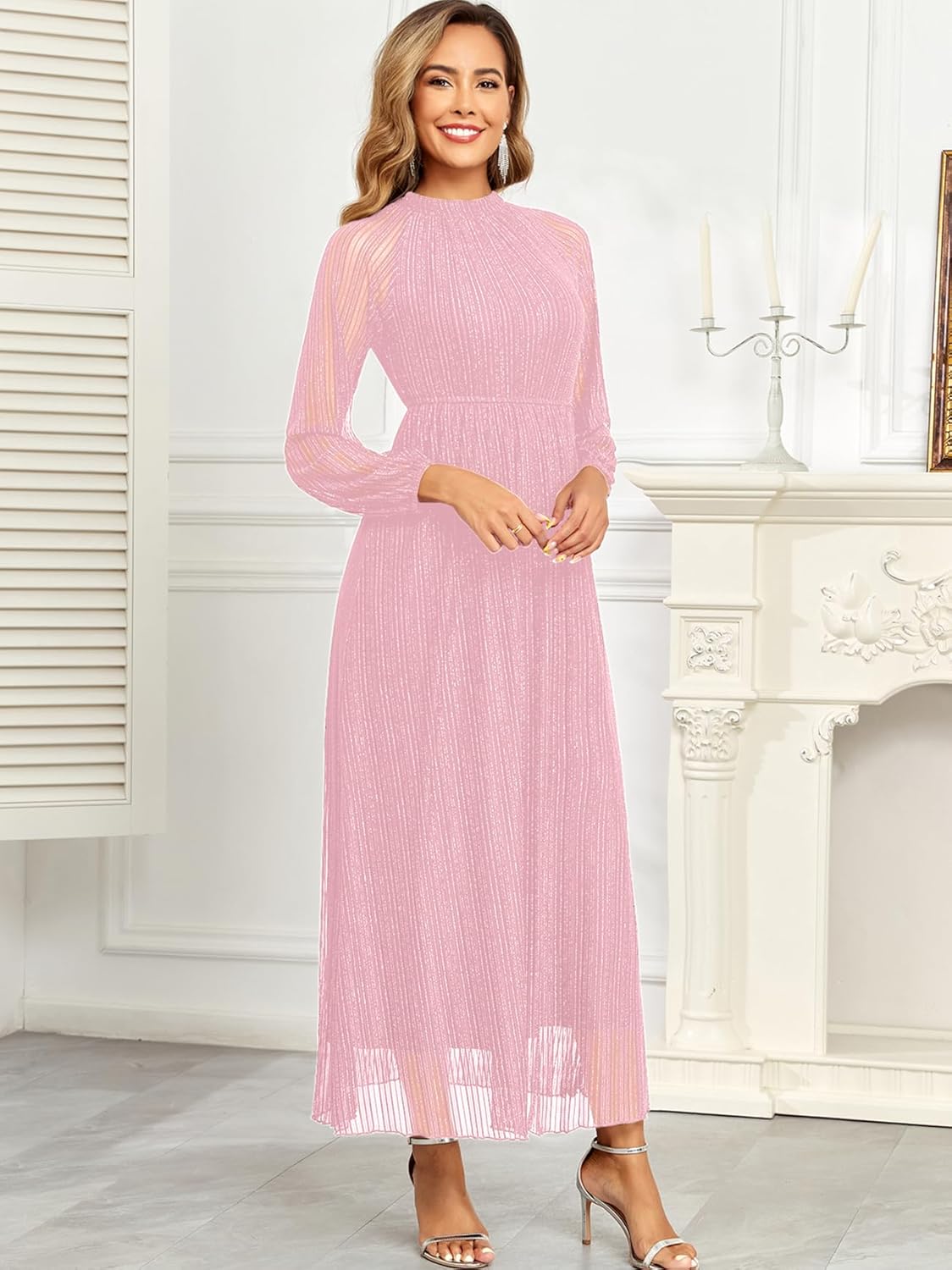 CYCLAMEN Formal Maternity Dress Sparkly Halter Neck A-Line Maxi Gown Baby Shower Pregnancy Photoshoot Wedding Guests - Image 6