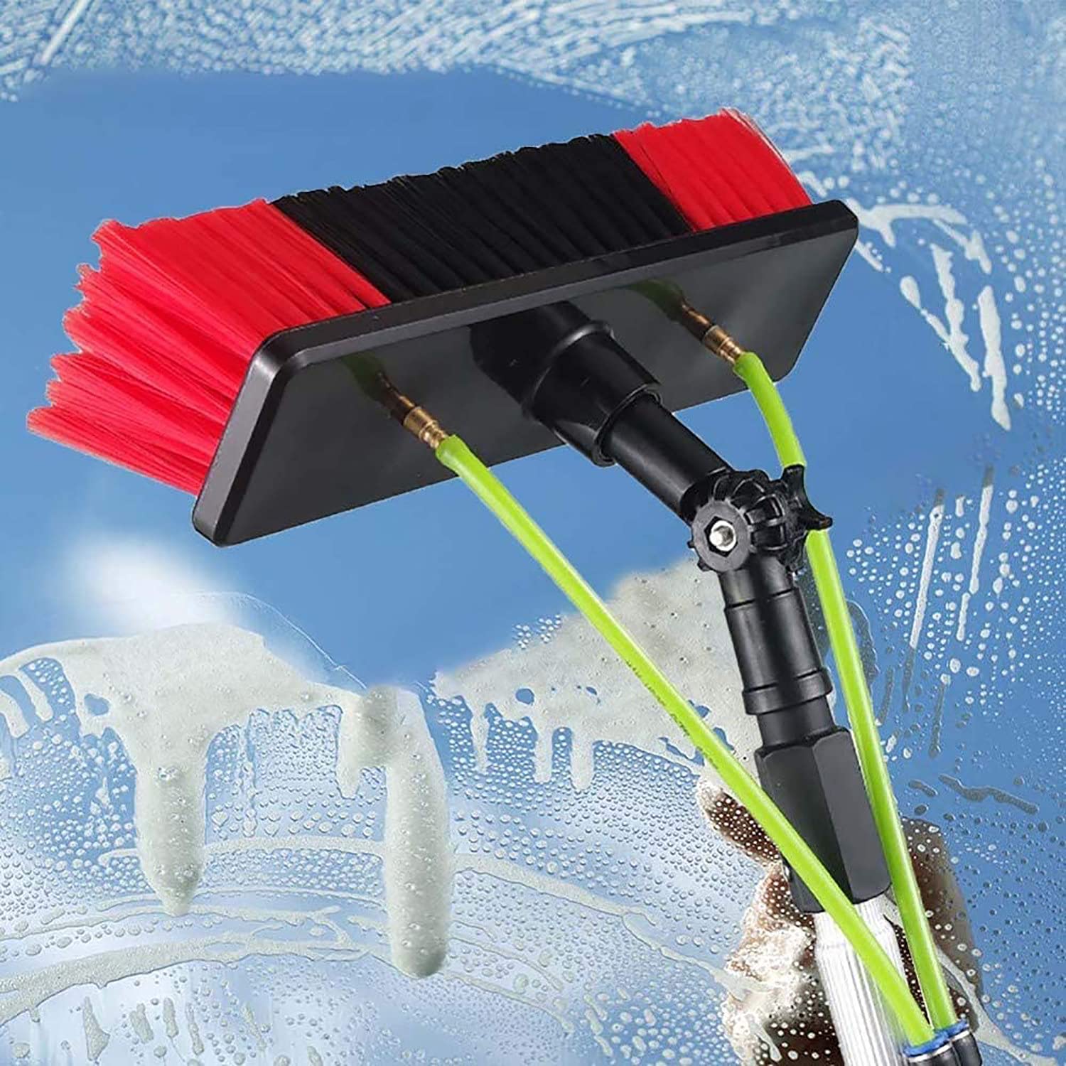 ASerZenith Solar Panel Cleaning Kit With 30Ft Telescopic Pole Water Fed Brush For Outdoor Window Glass Photovoltaic Cleaner With Spray Washer Extendable Telespole For Efficient Cleaning,Size-6M/20Ft