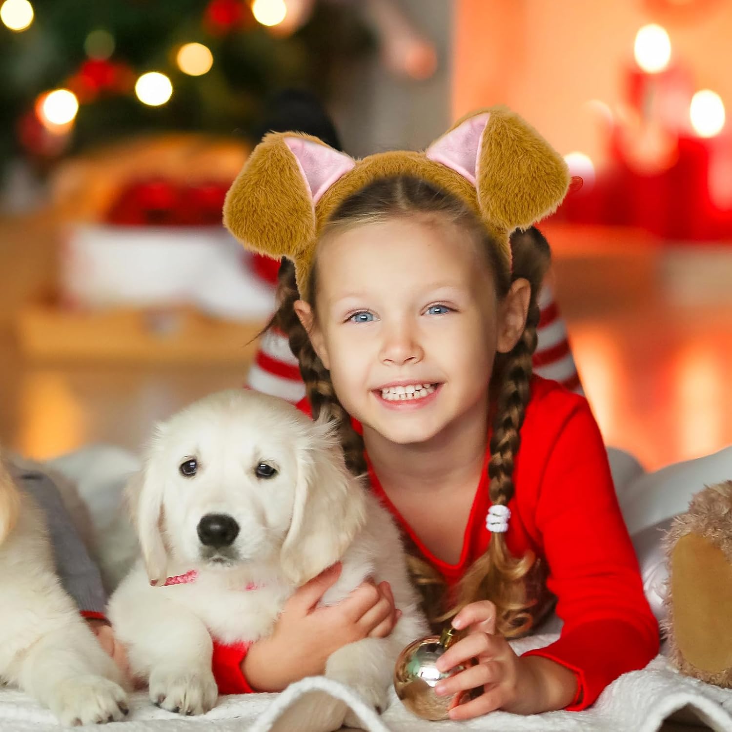 Dogs Golden Retriever Ears Headband Brown Puppy Dog Ear Hairband for Halloween Cosplay Christmas Parties Pet Paw Costume Women Gril - Image 8