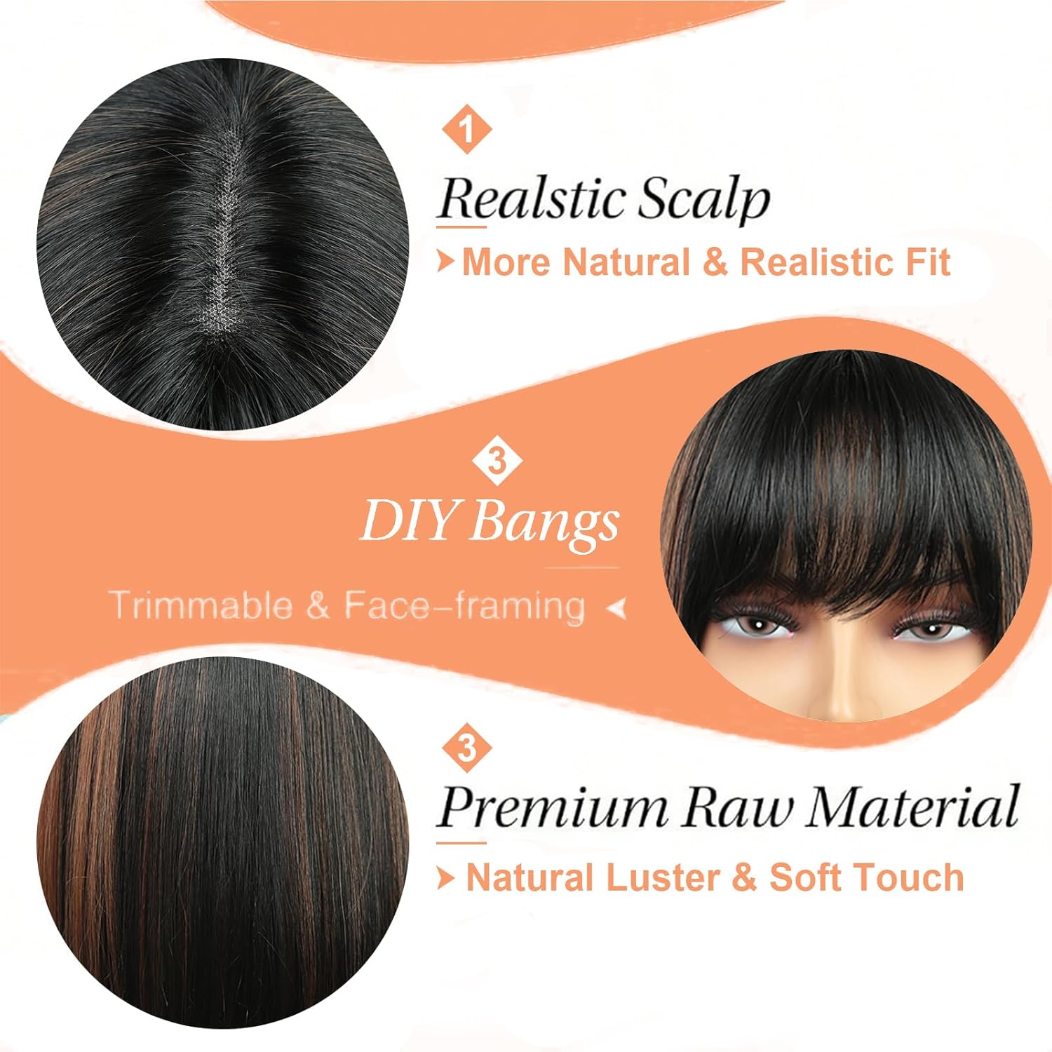 goodear HAIR 12 Inch Straight Bob Wig with Bangs Synthetic Glueless Bob Wig, Ready to Go Short Black Wigs For Women 180 Density (Breathable Cap) (1B, 12inch)