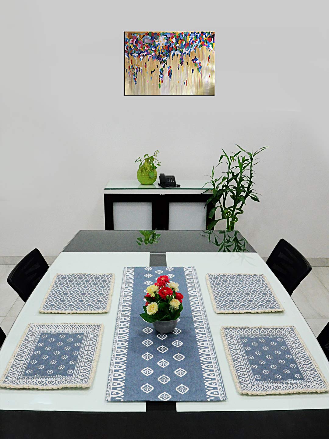 SARAL HOME EASY LIVING Cotton Dining Table Kitchen Placemats, 4 Mat -33X45Cm, 1 Runner 43X120 Cm (Set Of 5), Grey, (B08XPKQB7T) Amazon Price History, Amazon Price Tracker