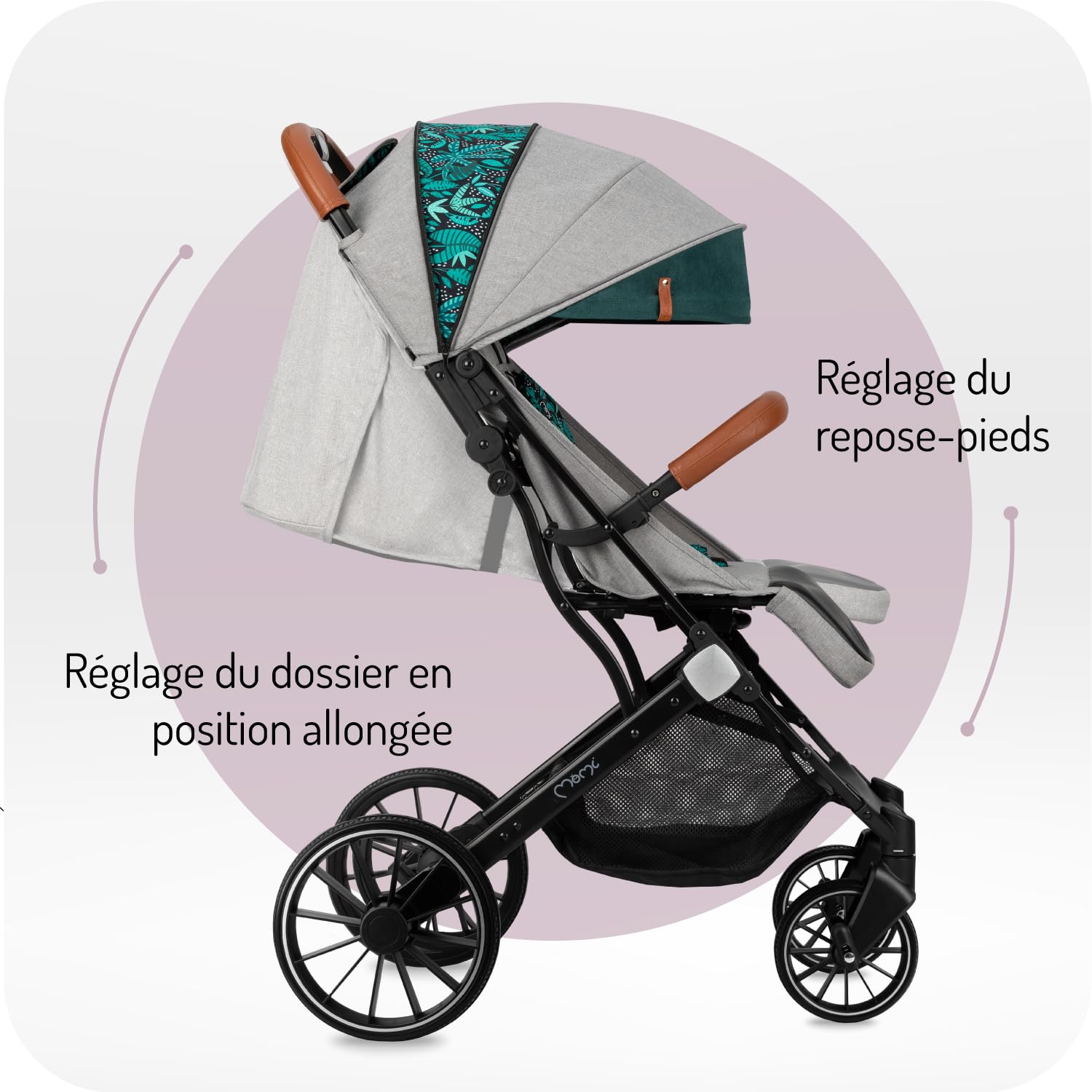 Roues Mousse EVA Poussette MoMi ISLA - À Partir De 6 Mois Jusqu'à 15kg - Avec Plateau Goûter, Panier & Accessoires Poussette Voyage