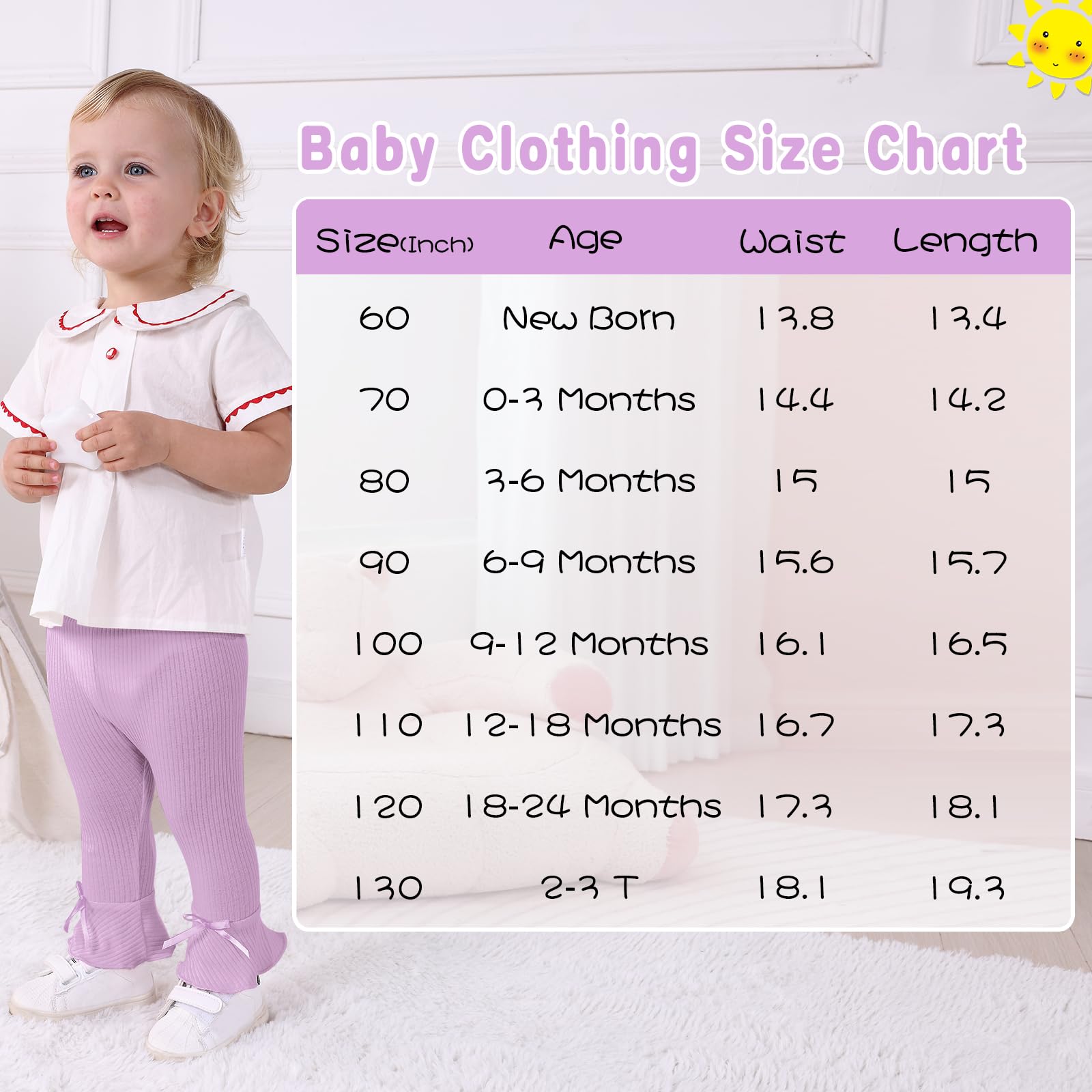 Baby-Mädchen-Hosen, Neugeborenenenhosen, Kleinkind-Mädchen-Hosen, ausgestellte Hosen, 5 Packungen
