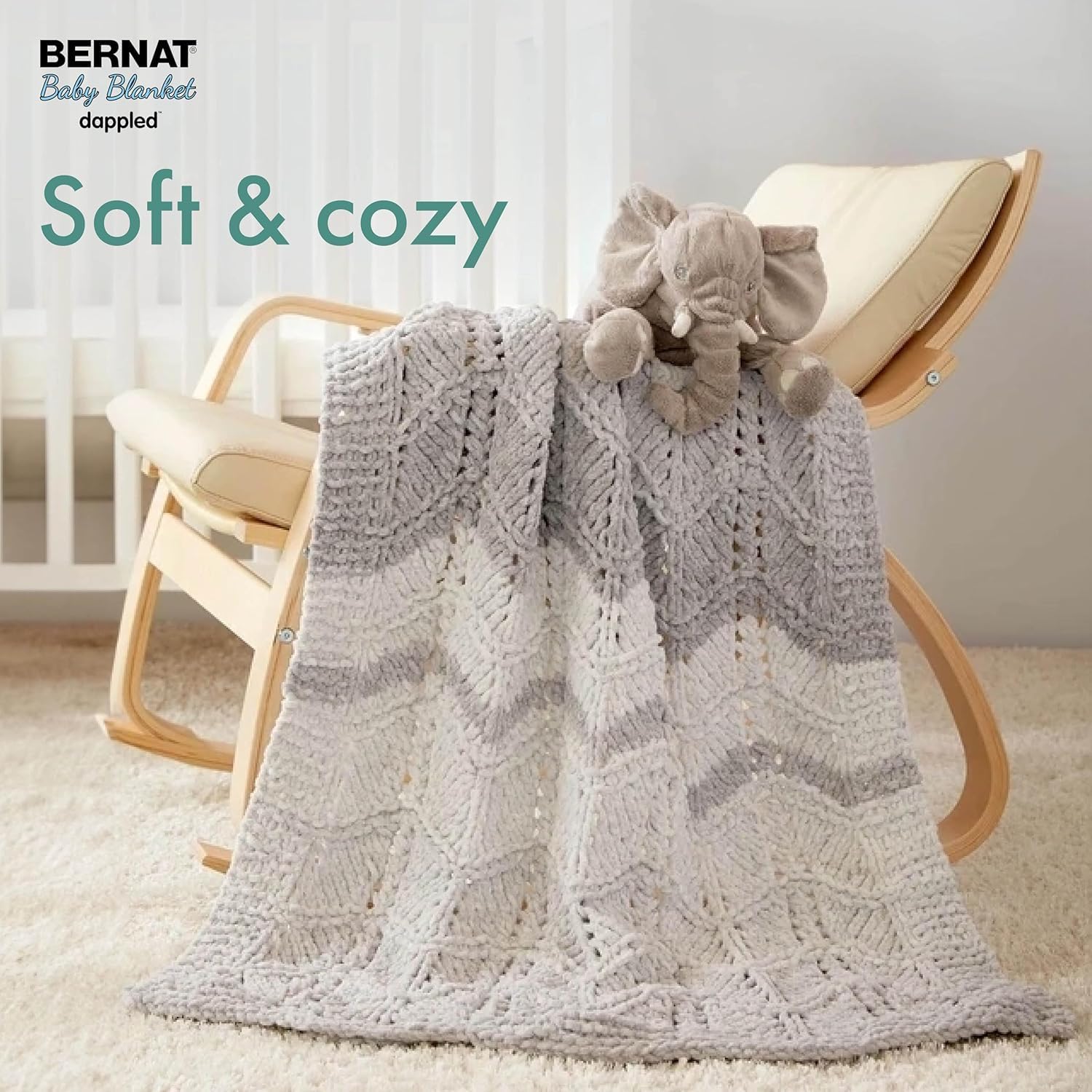 Bernat Baby Blanket Dappled Cappuccino Yarn - 2 Pack of 300g/10.6 oz - 100% Polyester - #6 Super Bulky - 220 Yards - Knitting/Crochet