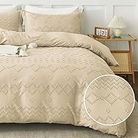 Vista 1 de Juego de funda de edredón Emme tamaño queen de microfibra mullida, bohemio, juego de funda de edredón para todas las estaciones, 3 piezas bordadas