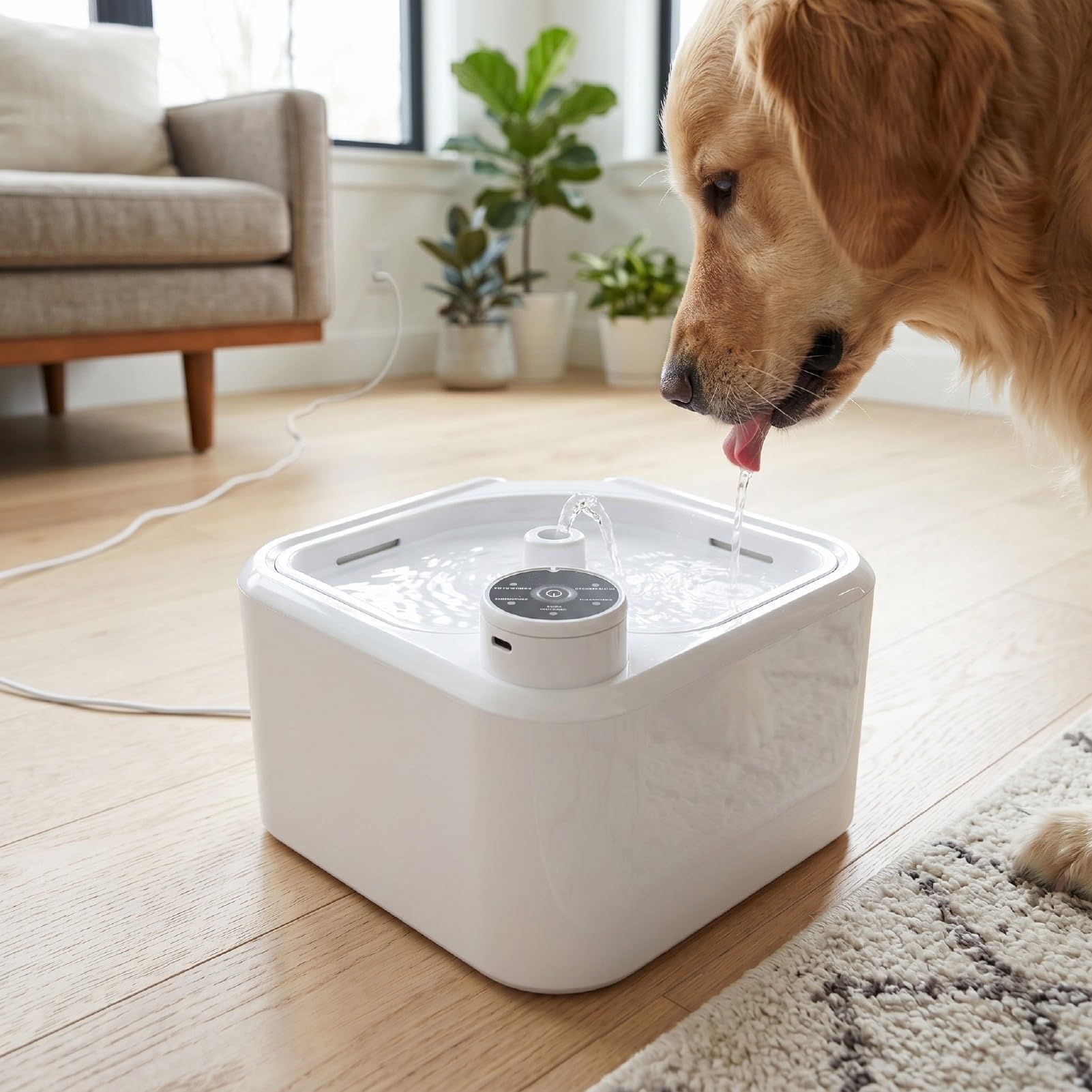 Distributore D'acqua per Animali Domestici Senza Fili con Fontana per Gatti con Sensore a Infrarossi, con Serbatoio da 2,8 Litri, 3 modalità di Flusso, Filtro per Cani e Gatti