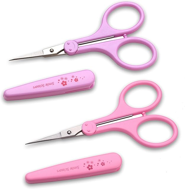 PAFASON 4" Stainless Steel Detail Craft Scissors Set with Straight & Precise Tips & Safety Cover Ideal for Scrapbooking, Paper Cutting, Sewing, Crafting, DIY