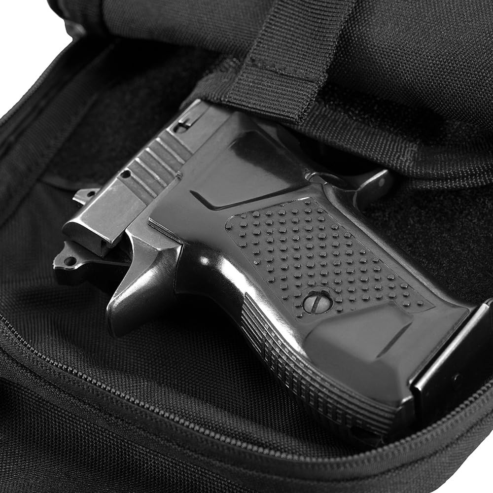 M-Tac EDC - Funda para pistola con cierre de , color negro, bolsillo oculto para arma con 5 compartimentos, ajuste universal para pistolas, color negro