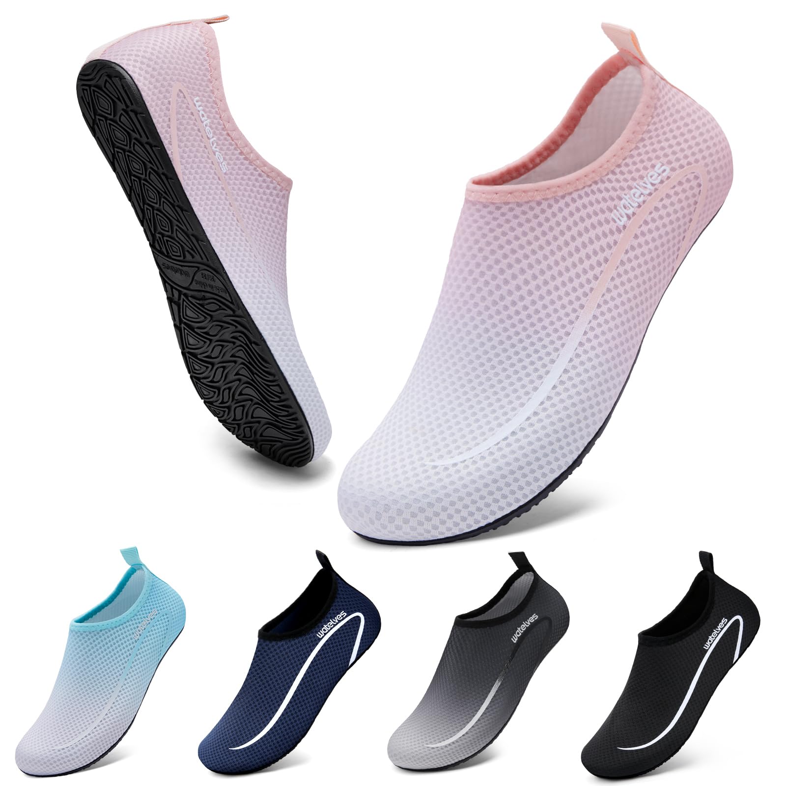 WateLves Wasserschuhe Badeschuhe Damen Herren Aquaschuhe Strandschuhe Schnell Trocknend Slip on Breathable Surfschuhe Unisex Schwimmschuhe 34-47EU