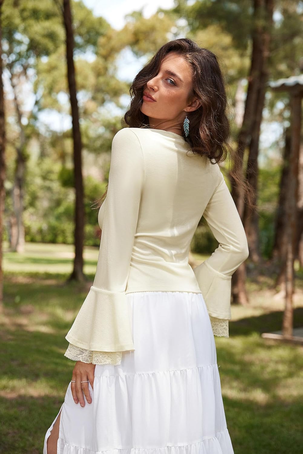 Scarlet Darkness Long Sleeve Tops for Women Square Neck Shirts Fitted Fall Blouse Goth Victorian Tees Going Out Clothes - Image 3