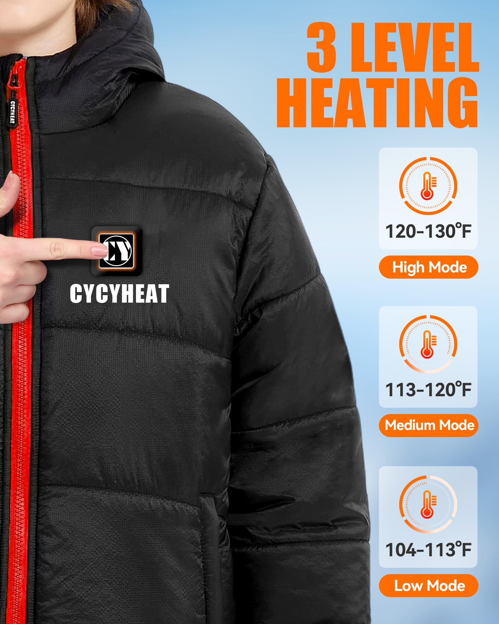 CYCYHEAT Chaqueta térmica para niños y niñas, chaqueta térmica con capucha, calentador de cuerpo con batería, ropa térmica para esquí