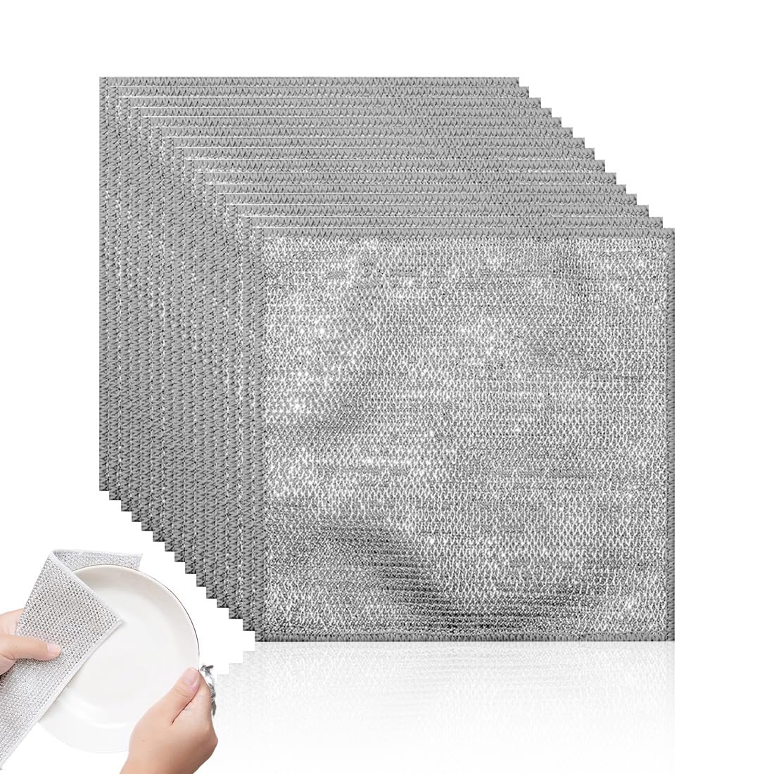 SULIUDAJI 15 Piezas Paños De Alambre Multiusos,Paño De Limpieza De Malla De Alambre, Paño De Cocina Multifuncional De Alambre,Reutilizable Paños Para Lavar Platos Húmedos Y Secos Para Sartenes Cocina