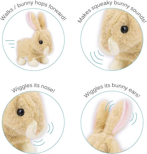 Miniatura 2 de Vokodo Juguetón conejito lúpulo alrededor hace sonidos que mueve orejas y nariz, lindo conejo interactivo para niños, suave juguete electrónico de