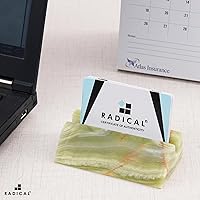Vista 3 de Radicaln Tarjetero de mármol de ónix verde de 4 pulgadas, hecho a mano, para escritorio de oficina, perfecto para tarjetas de identificación